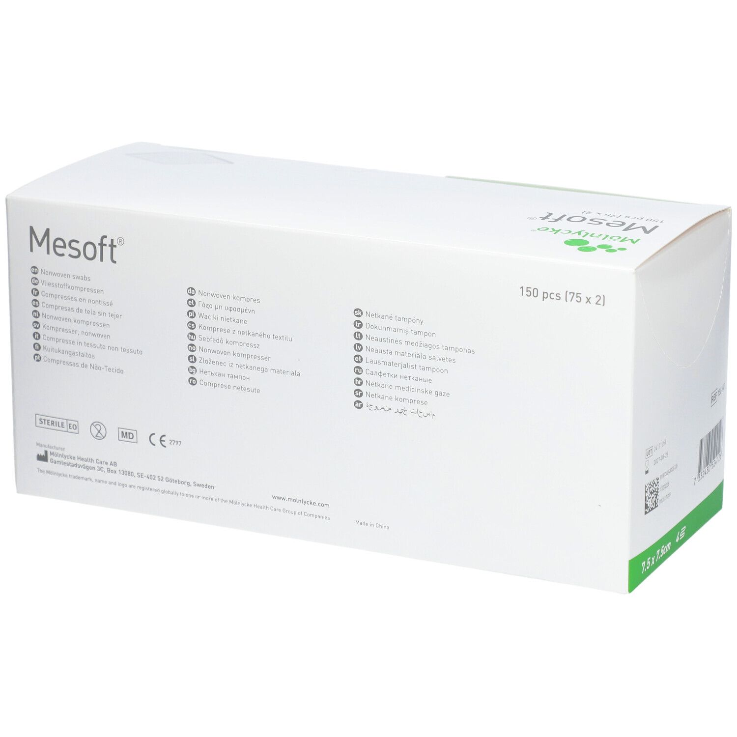 MÖLNLYCKE® Mesoft® Compresses en nontissé 7,5 x 7,5 cm stériles