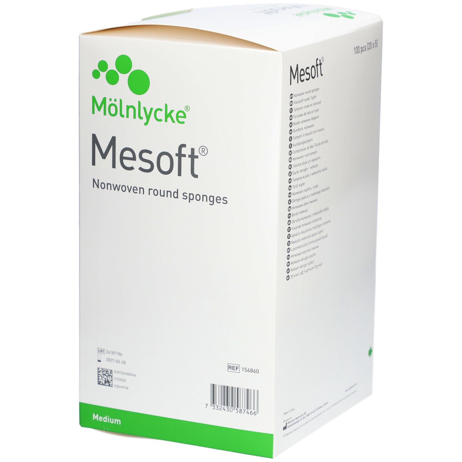 MÖLNLYCKE® Mesoft® Tampons ronds 35 mm stériles