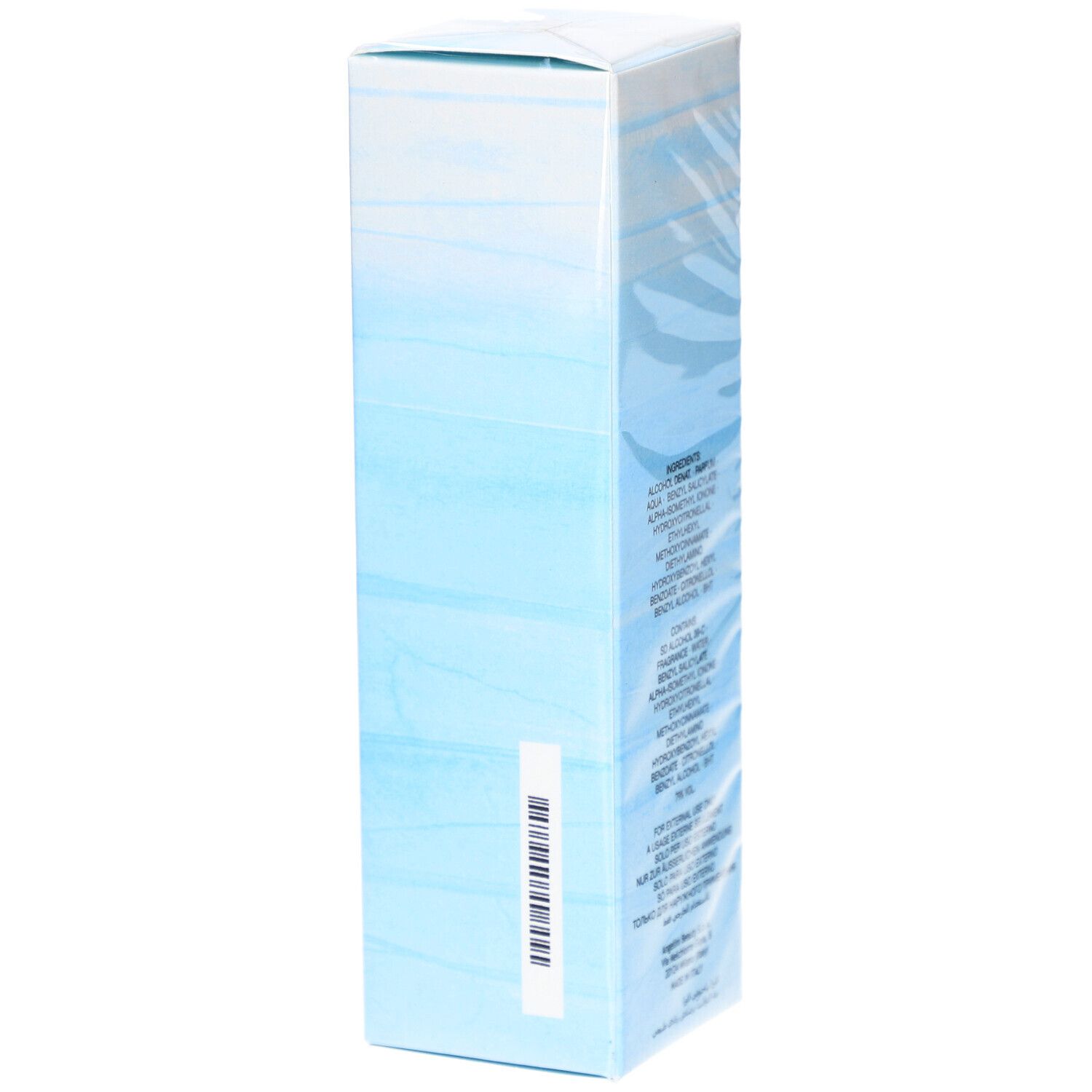 Boîte de Laura Eau de Toilette. Dos avec code-barres et texte.