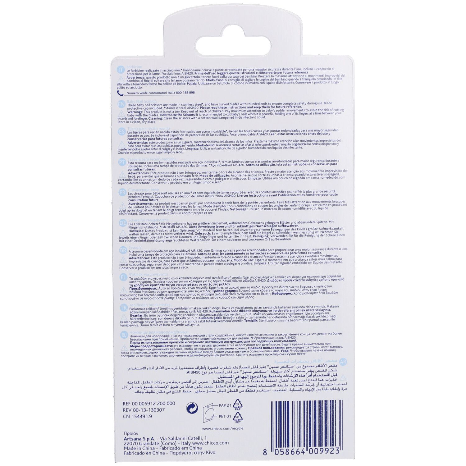 CHICCO Baby-Nagelschere Hellblau 0m +
