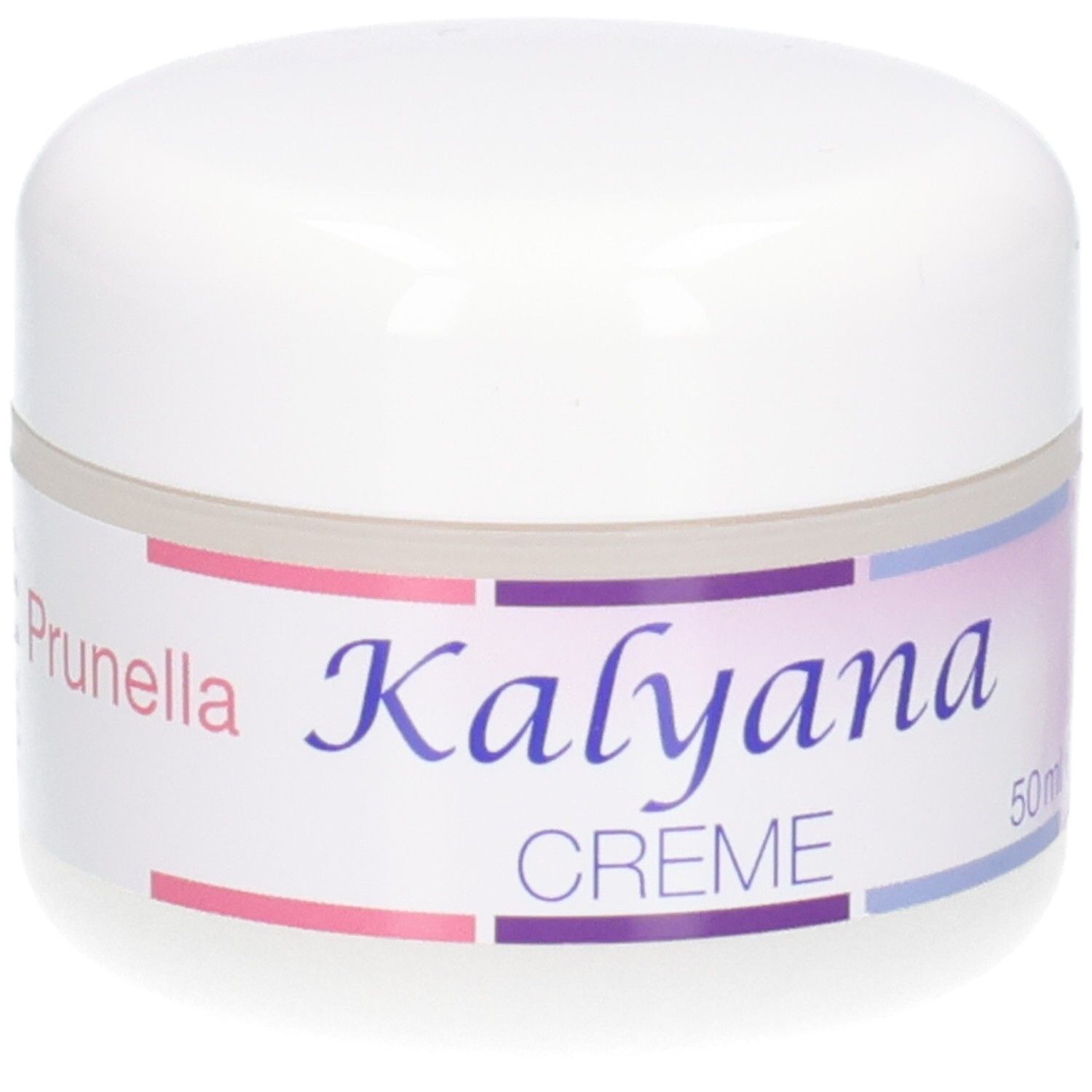 Kalyana Creme 50ml Tiegel mit lila und rosa Akzenten auf dem Etikett.