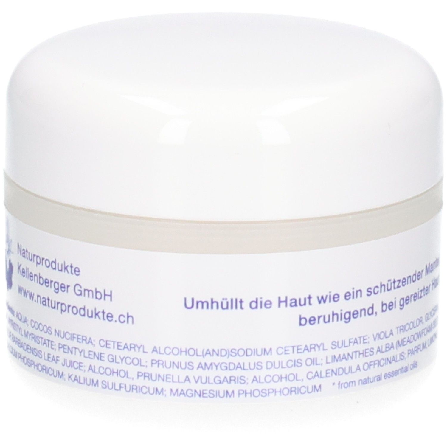 KALYANA 14 Creme mit Viola 50 ml Tiegel. Rückseitenansicht mit Herstellerinformationen.