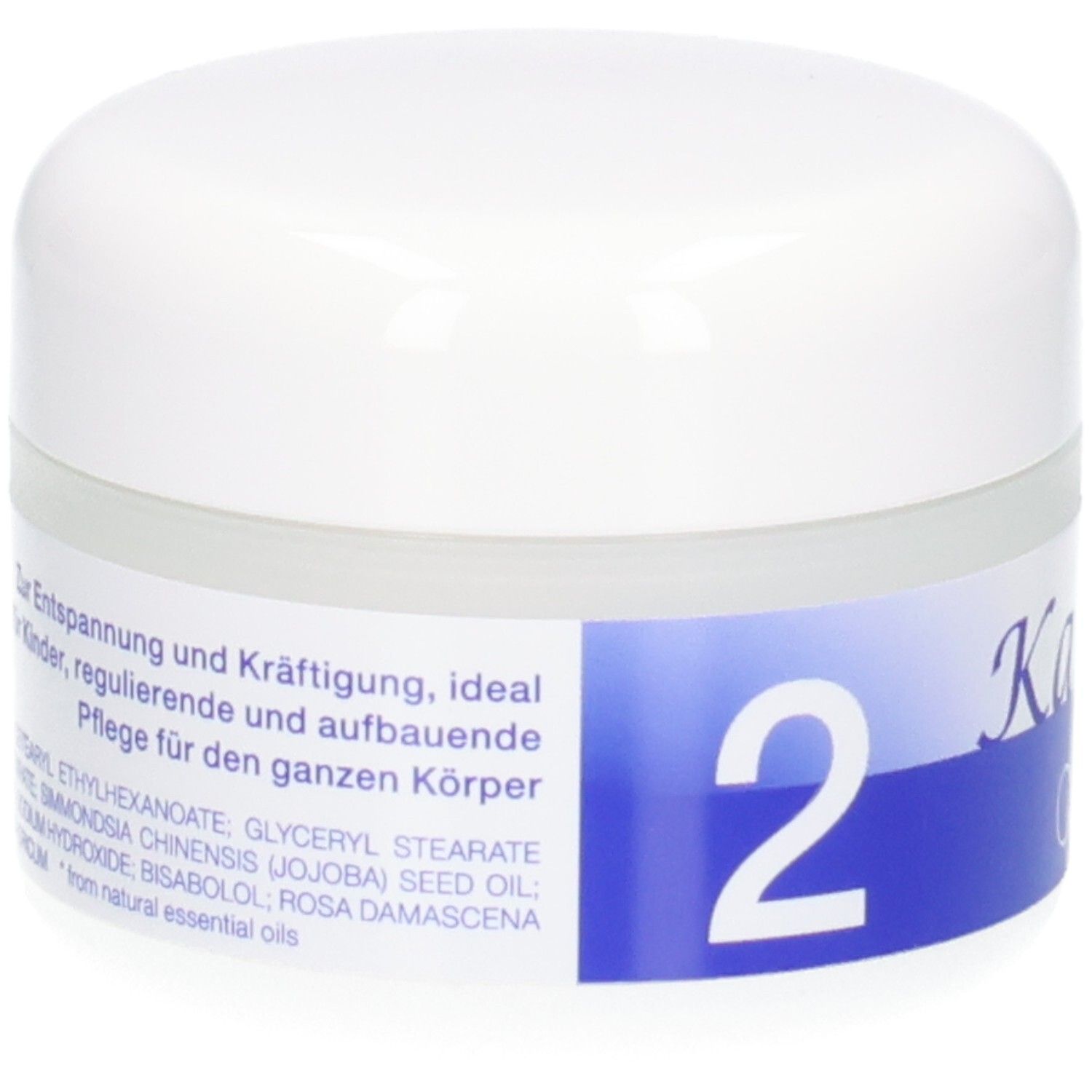 KALYANA Creme 2, Rückseite mit Inhaltsstoffen und Anwendungshinweisen.