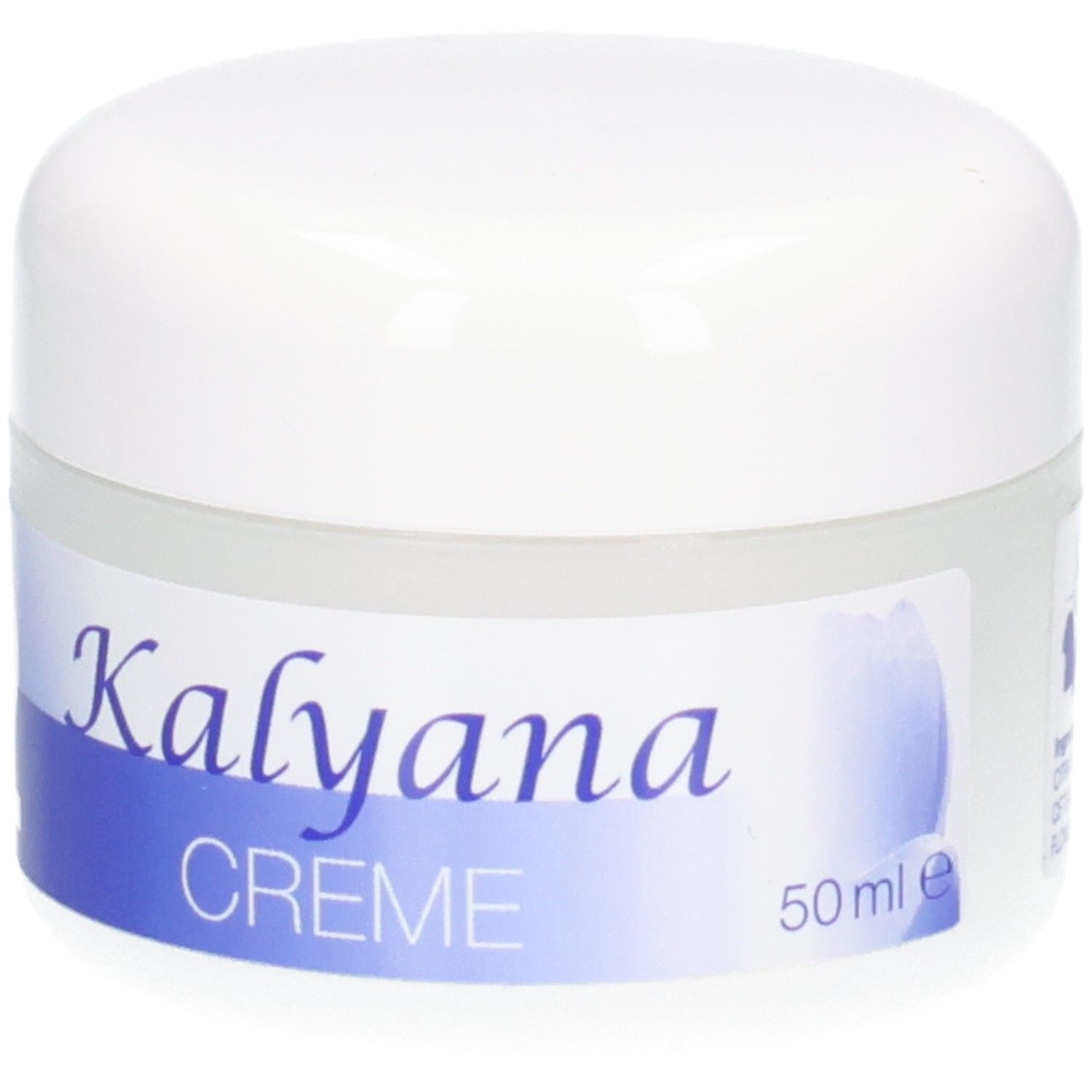 KALYANA Creme 2, Seitenansicht mit Inhaltsstoffen und Menge.