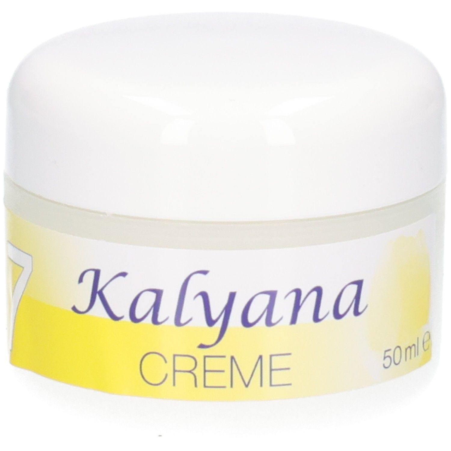 KALYANA 7 Creme Tiegel mit Beschriftung.