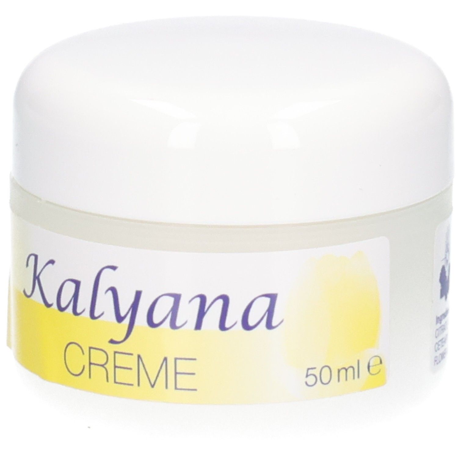 KALYANA 7 Creme Tiegel mit Beschriftung.