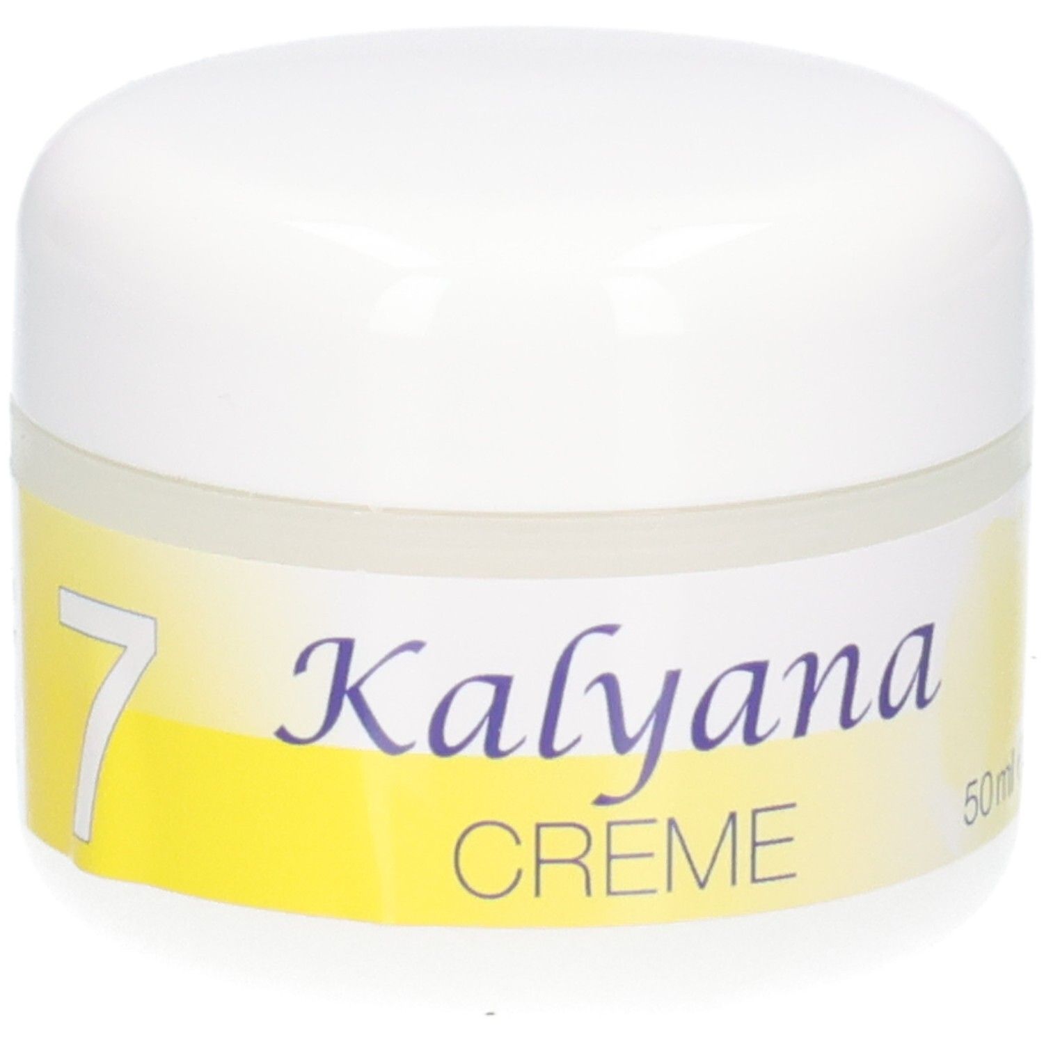 KALYANA 7 Creme Tiegel mit Beschriftung.