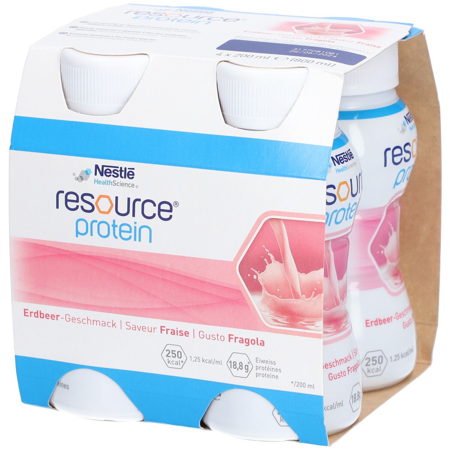 NESTLE RESOURCE® Protein-Drink Erdbeere 4x200 ml - Redcare Apotheke