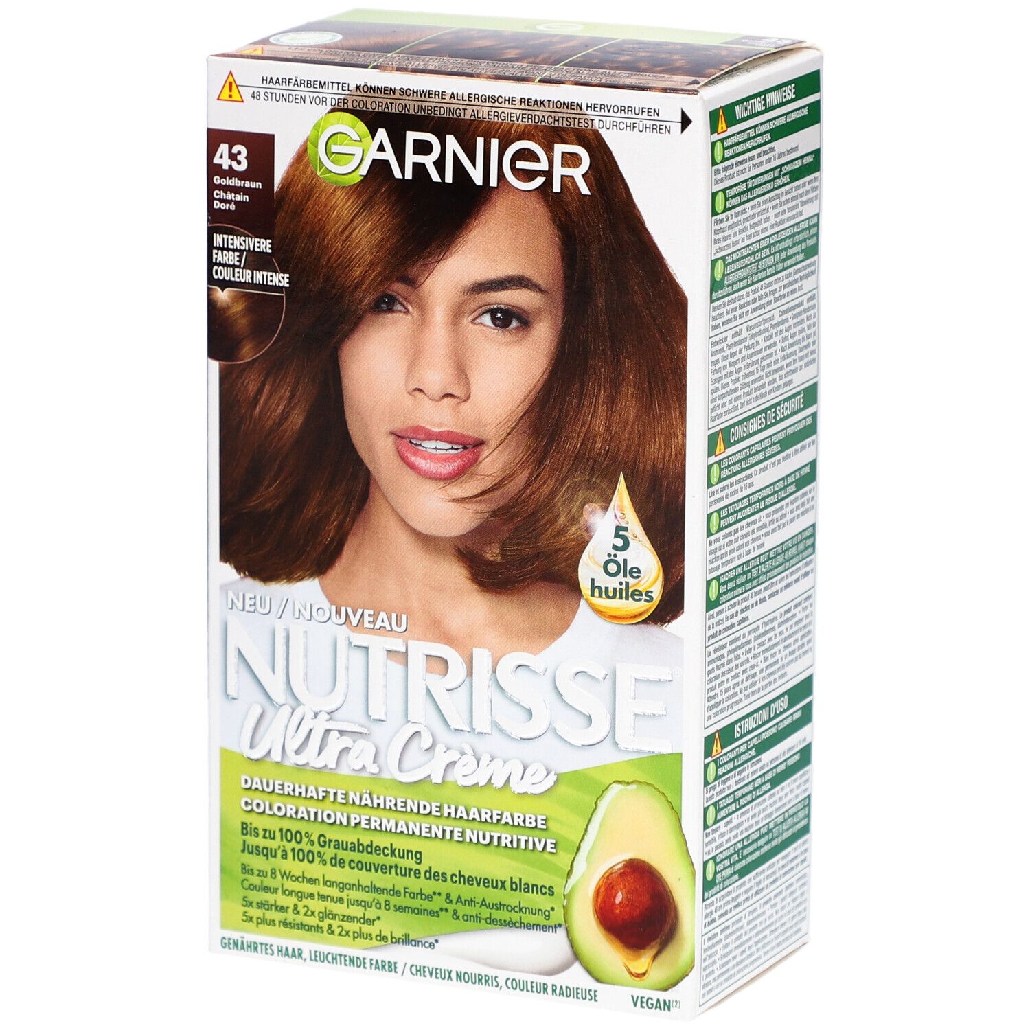 GARNIER NUTRISSE Crème Coloration permanente nutritive 43 Châtain doré