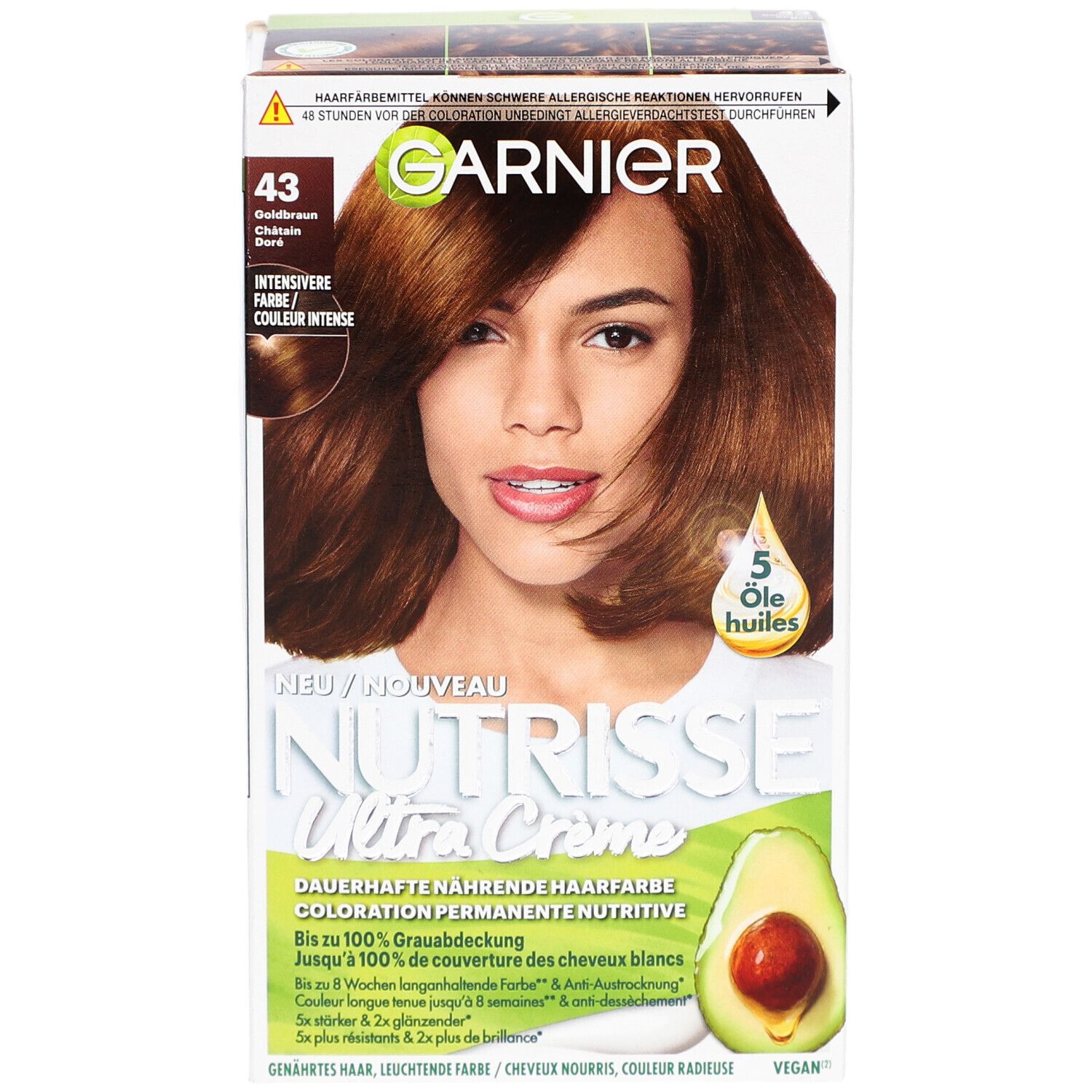 GARNIER NUTRISSE Crème Coloration permanente nutritive 43 Châtain doré