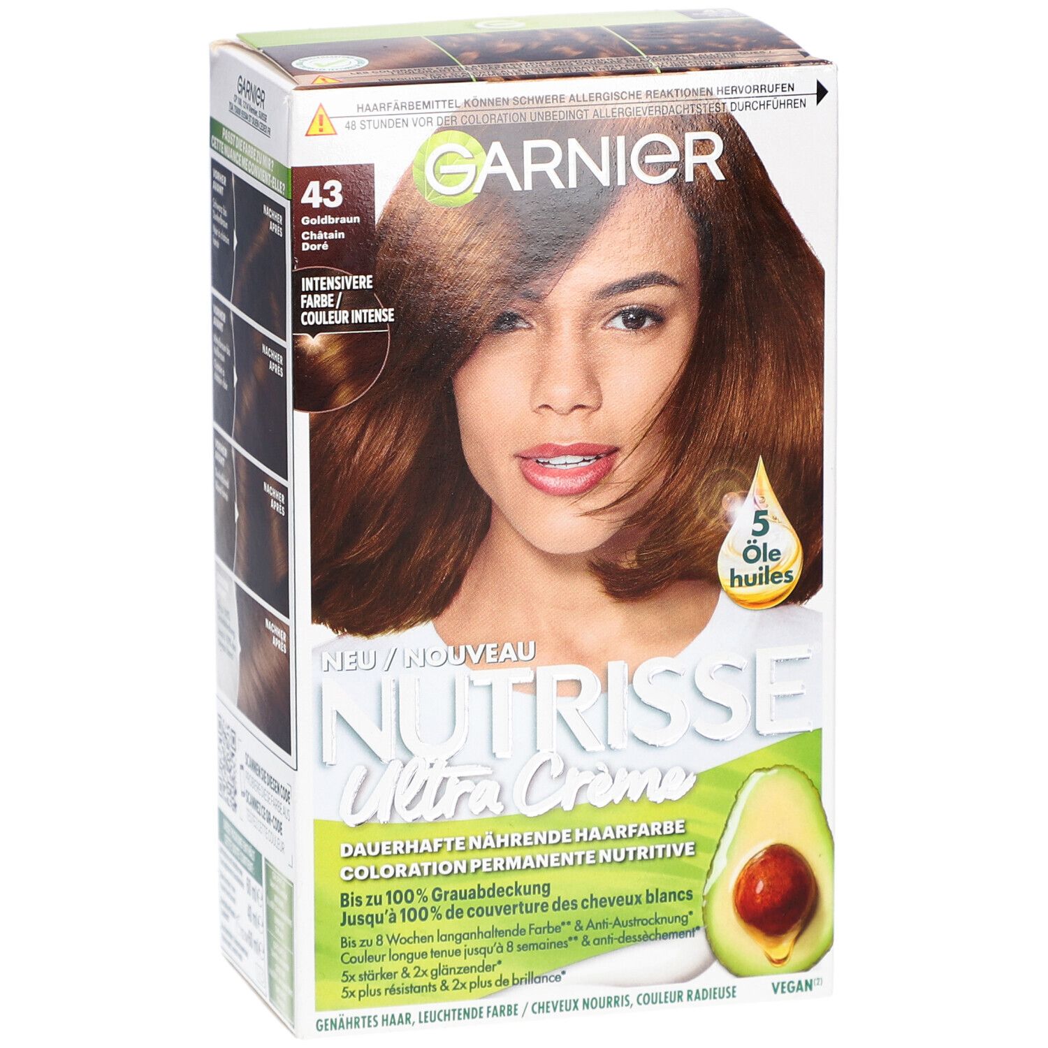 GARNIER NUTRISSE Crème Coloration permanente nutritive 43 Châtain doré