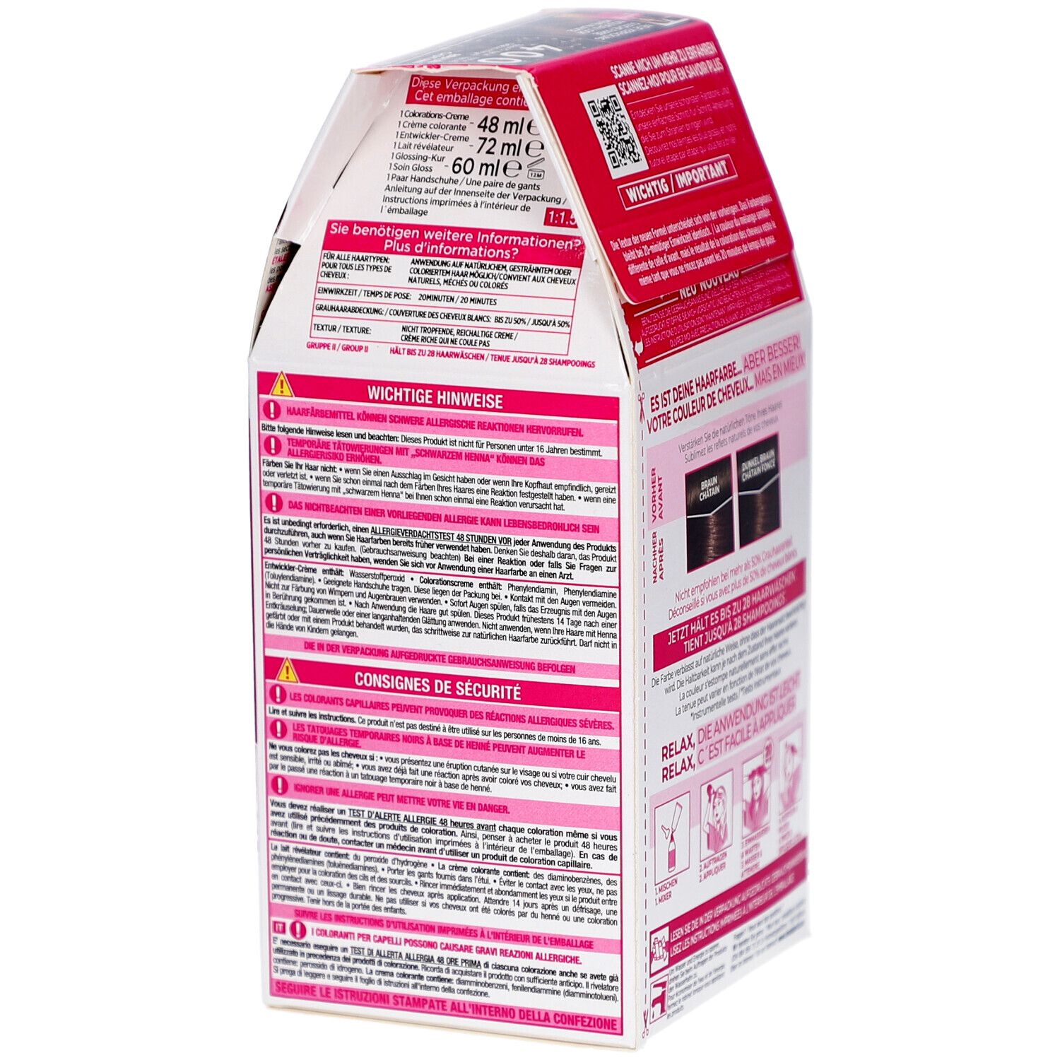 Dos de la boîte L'Oréal Paris Casting Crème Gloss. Informations et instructions d'utilisation. Consignes de sécurité.