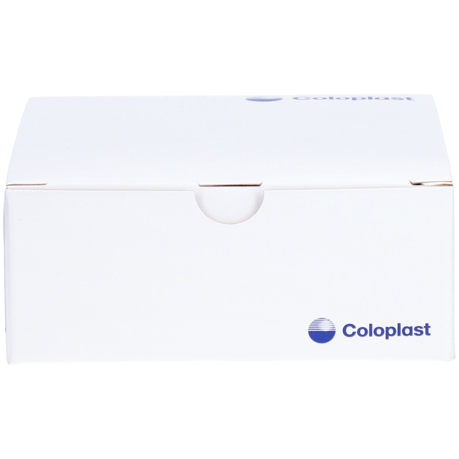 Emballage blanc avec logo Coloplast. Boîte fermée.