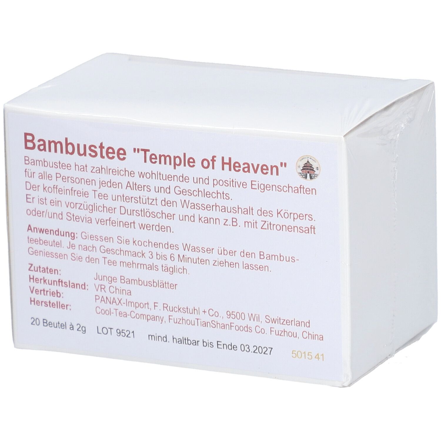 BAMBUSTEE "Temple of Heaven" Thé au bambou