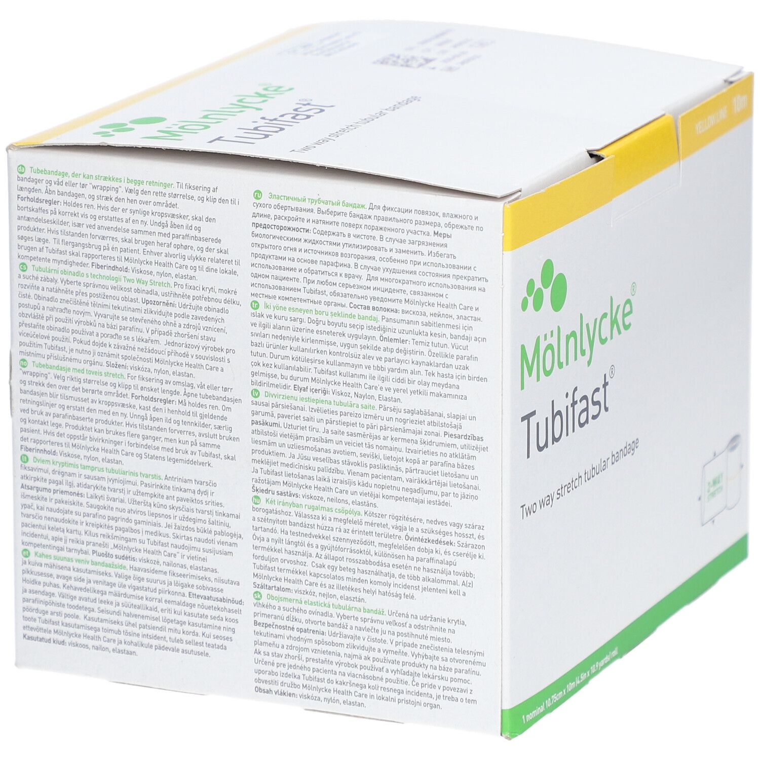 MÖLNLYCKE Tubifast® Bandage tubulaire extensible en longueur et en largeur 10,75 cm x 10 m Ligne Jaune