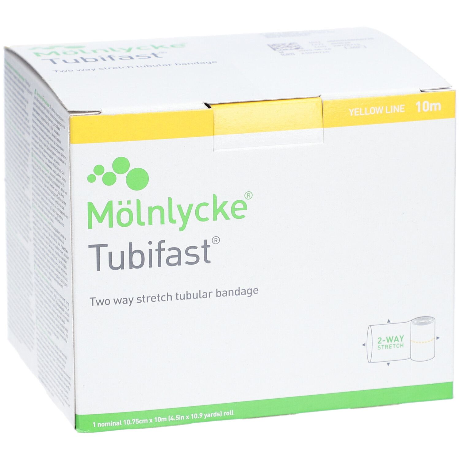 MÖLNLYCKE Tubifast® Bandage tubulaire extensible en longueur et en largeur 10,75 cm x 10 m Ligne Jaune