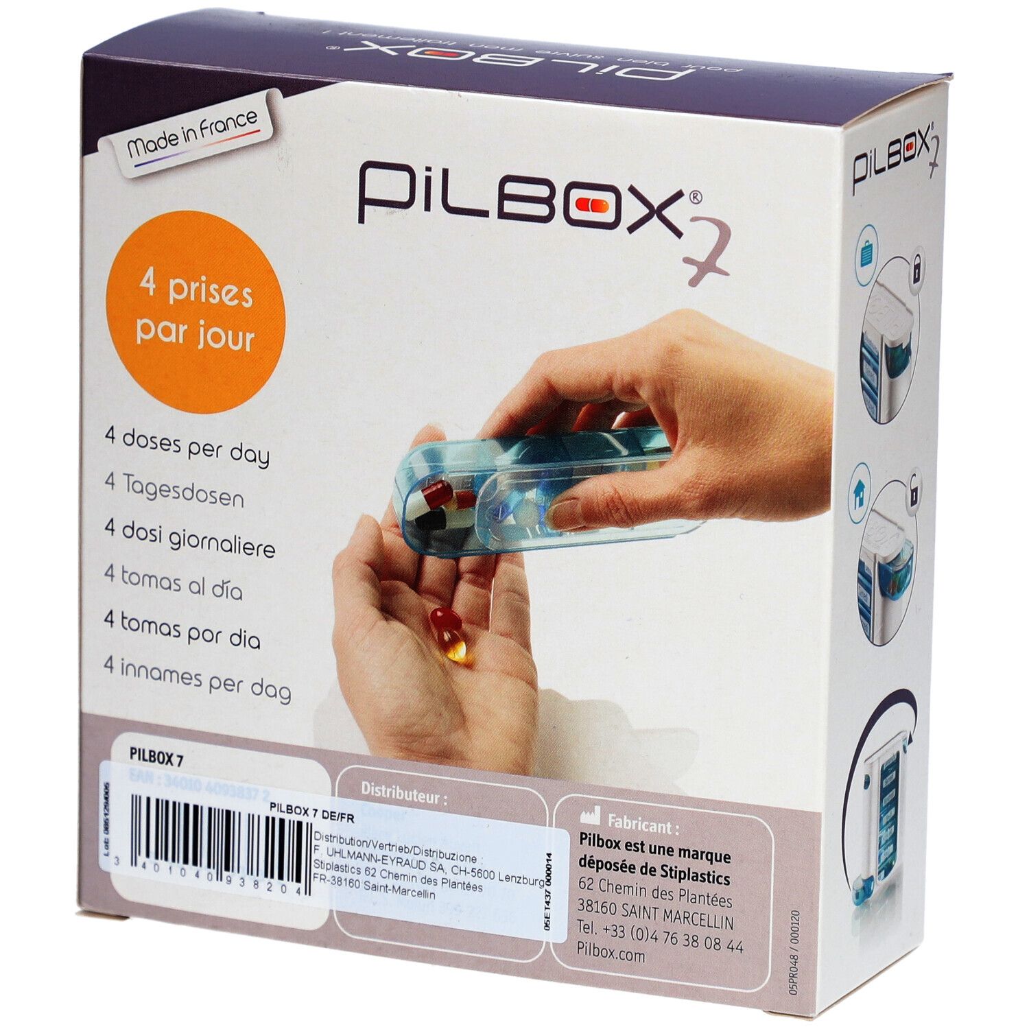 PILBOX Pilulier semainier 7 jours Allemand/Français