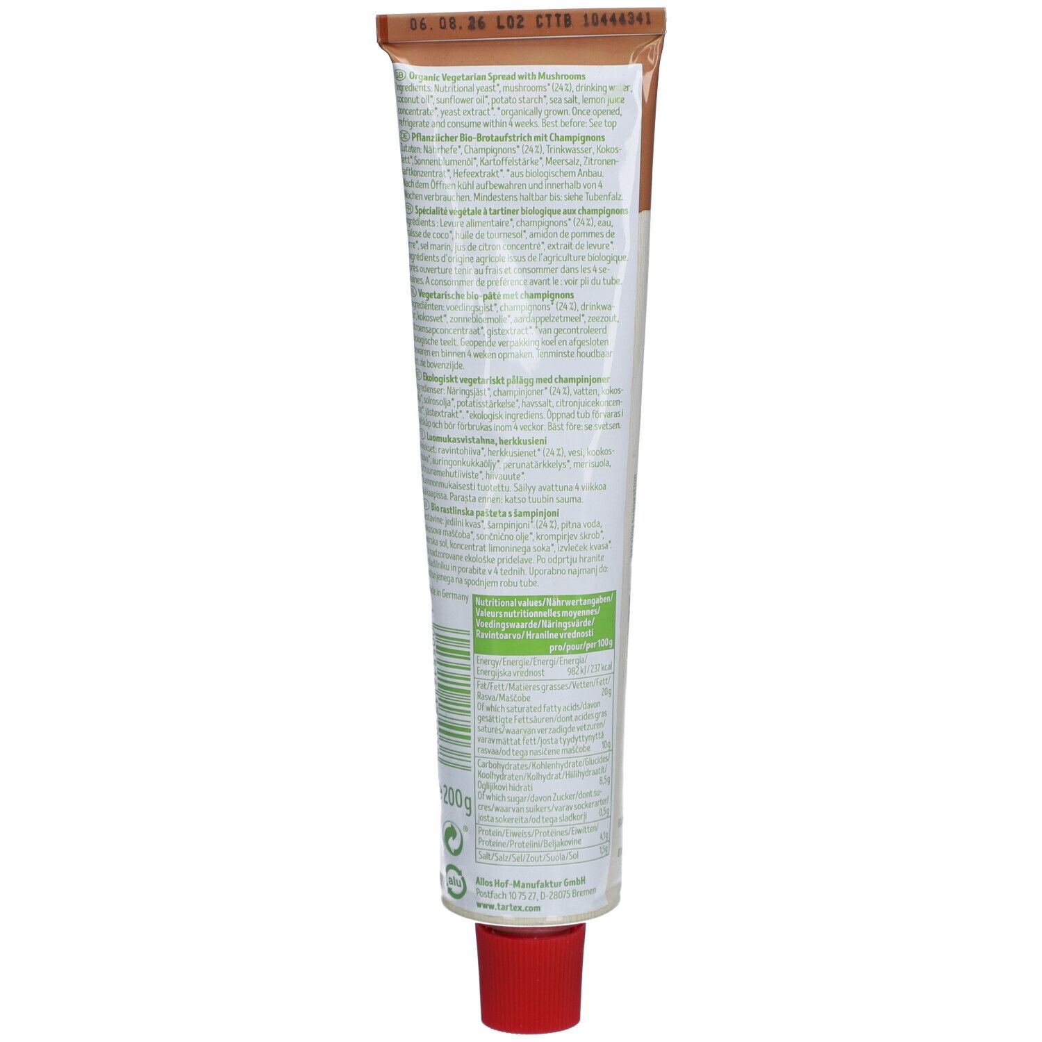 Tartex Vegetarischer Brotaufstrich Champignons