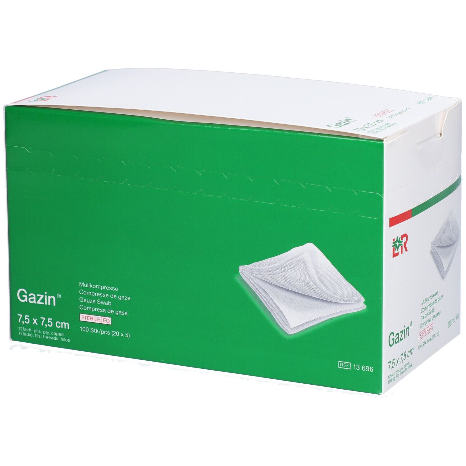 GAZIN Compresses de gaze 7,5 x 7,5 cm 12 plis