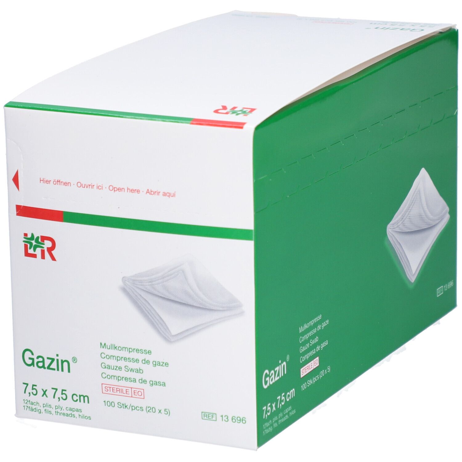 GAZIN Compresses de gaze 7,5 x 7,5 cm 12 plis