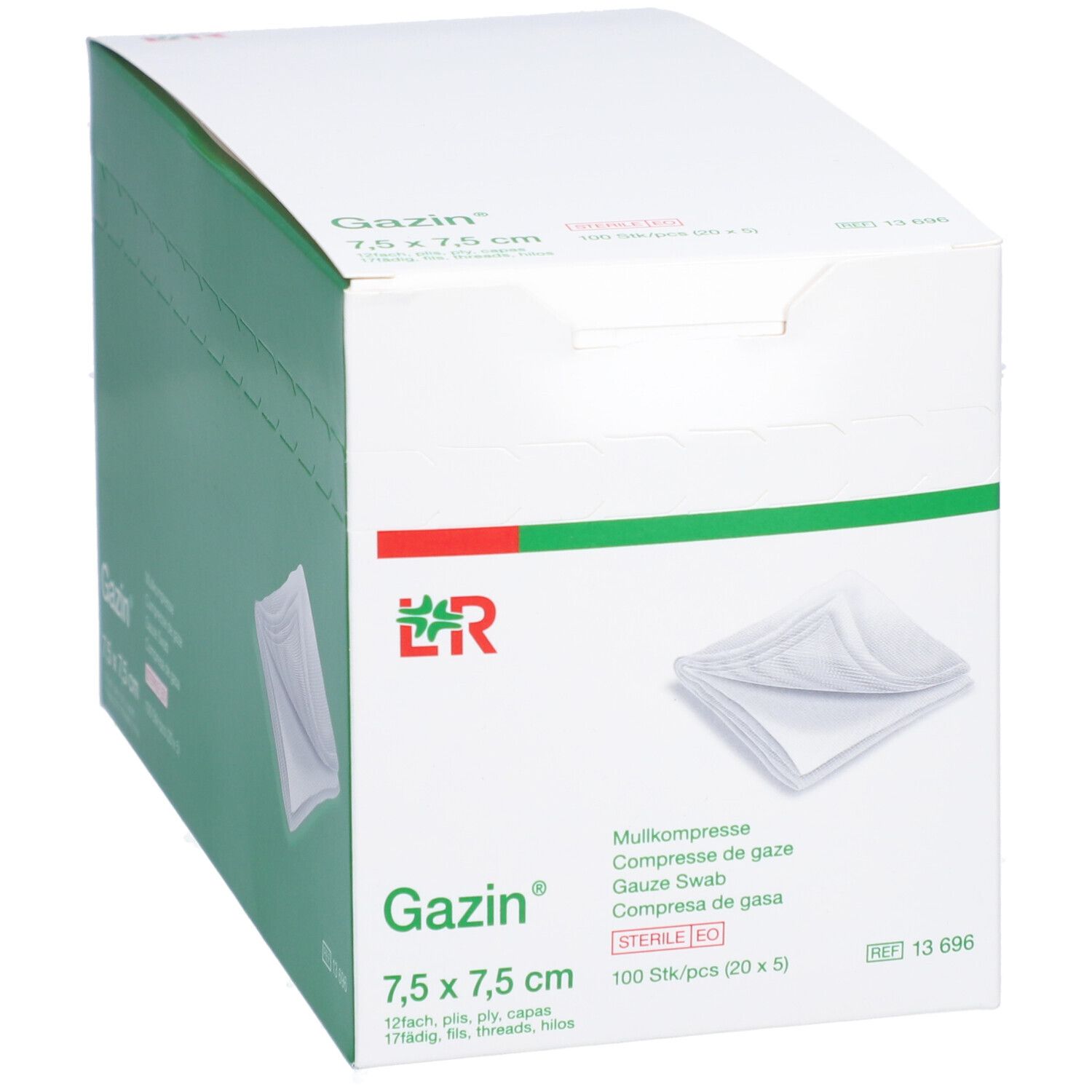 GAZIN Compresses de gaze 7,5 x 7,5 cm 12 plis