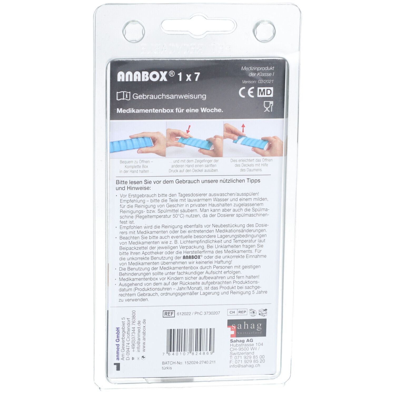 ANABOX Medidispenser 1x7 türkis