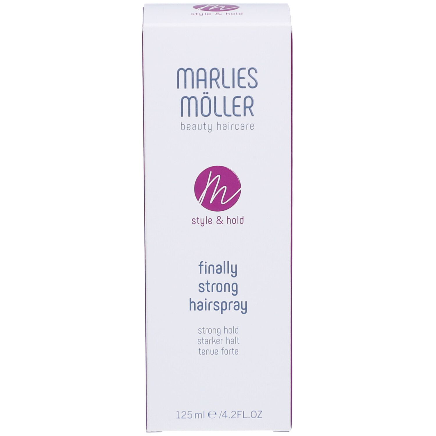 Emballage. Logo Marlies Möller et nom du produit. 125ml.