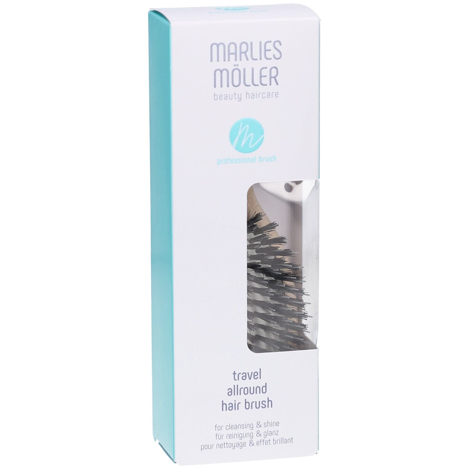 Brosse à cheveux ovale avec manche en bois. Soies noires. Marlies Möller.