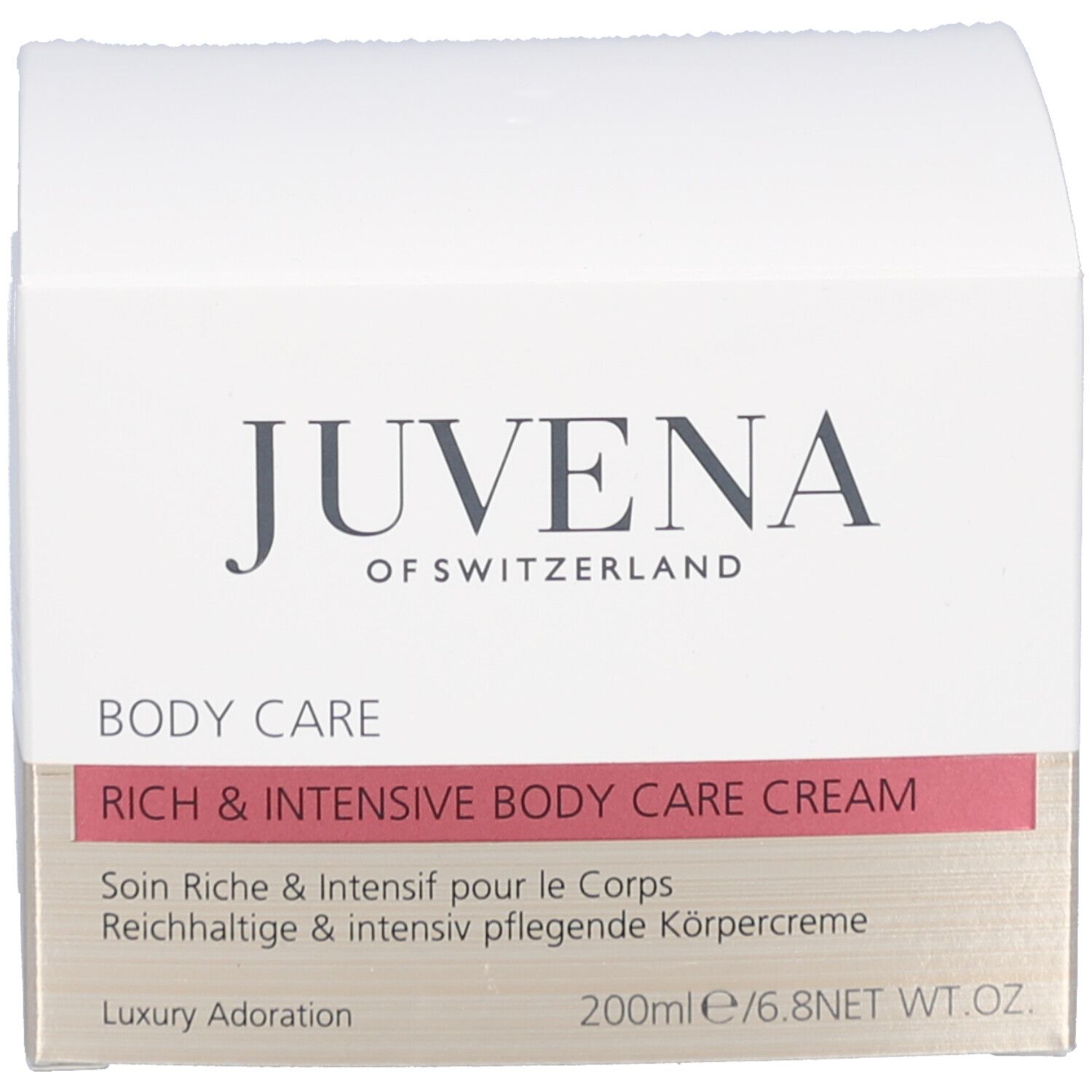 Boîte. Inscription: Juvena. Texte: Body Care, Rich and Intensive Body Care Cream.