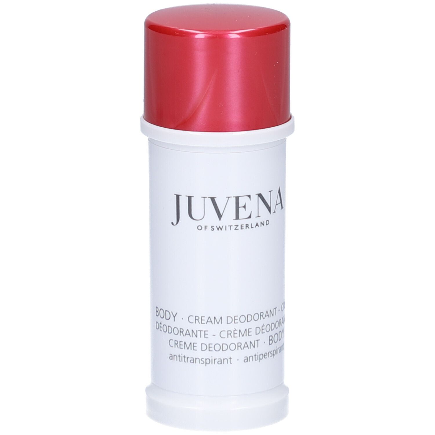 Deodorant-Stick und Verpackung. Aufschrift: Juvena of Switzerland. Produktbezeichnung: Body Care Cream Deodorant.