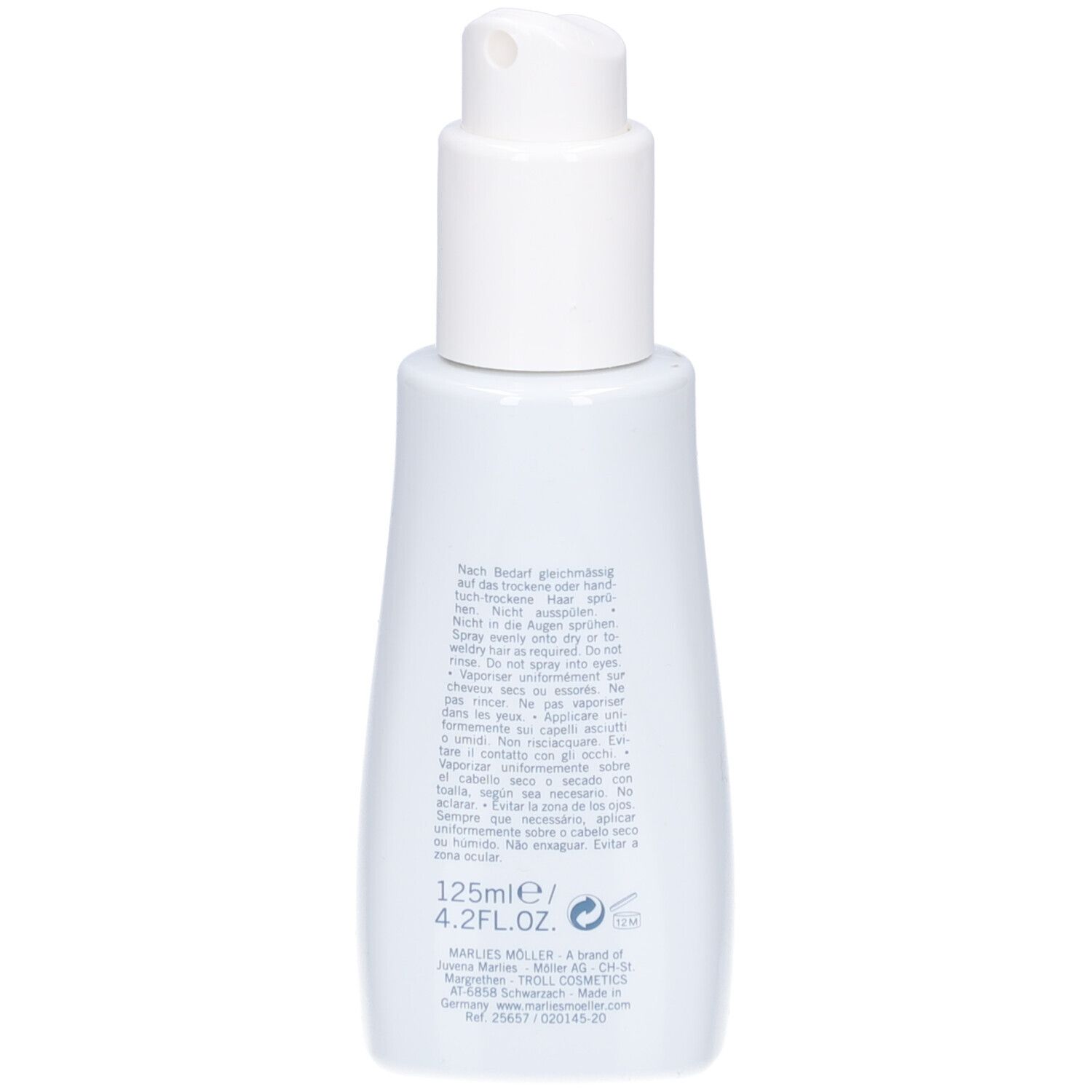 Dos du flacon blanc. Texte multilingue. 125ml/4.2FL.OZ.