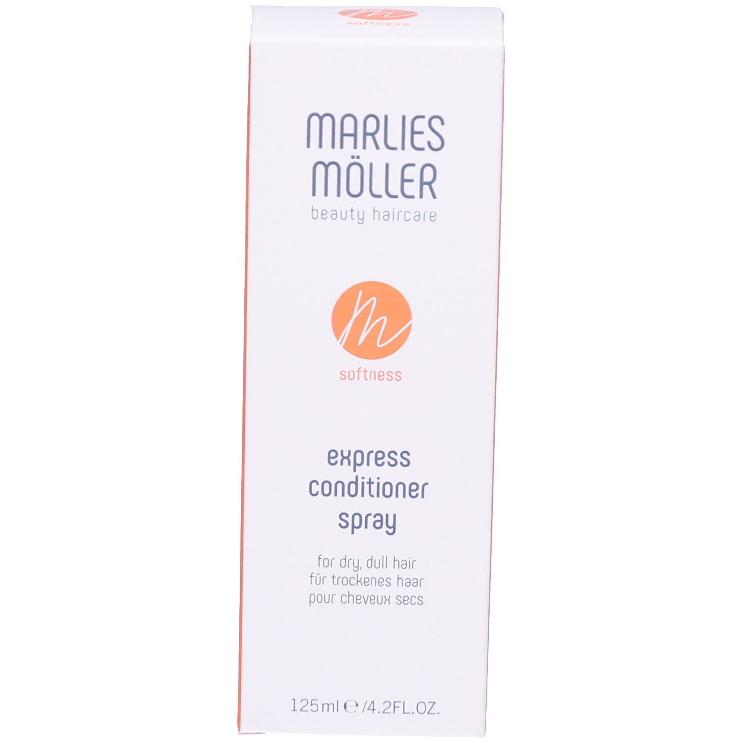 Emballage. Inscription: Marlies Möller, Express Conditioner Spray, 125ml/4.2FL.OZ.