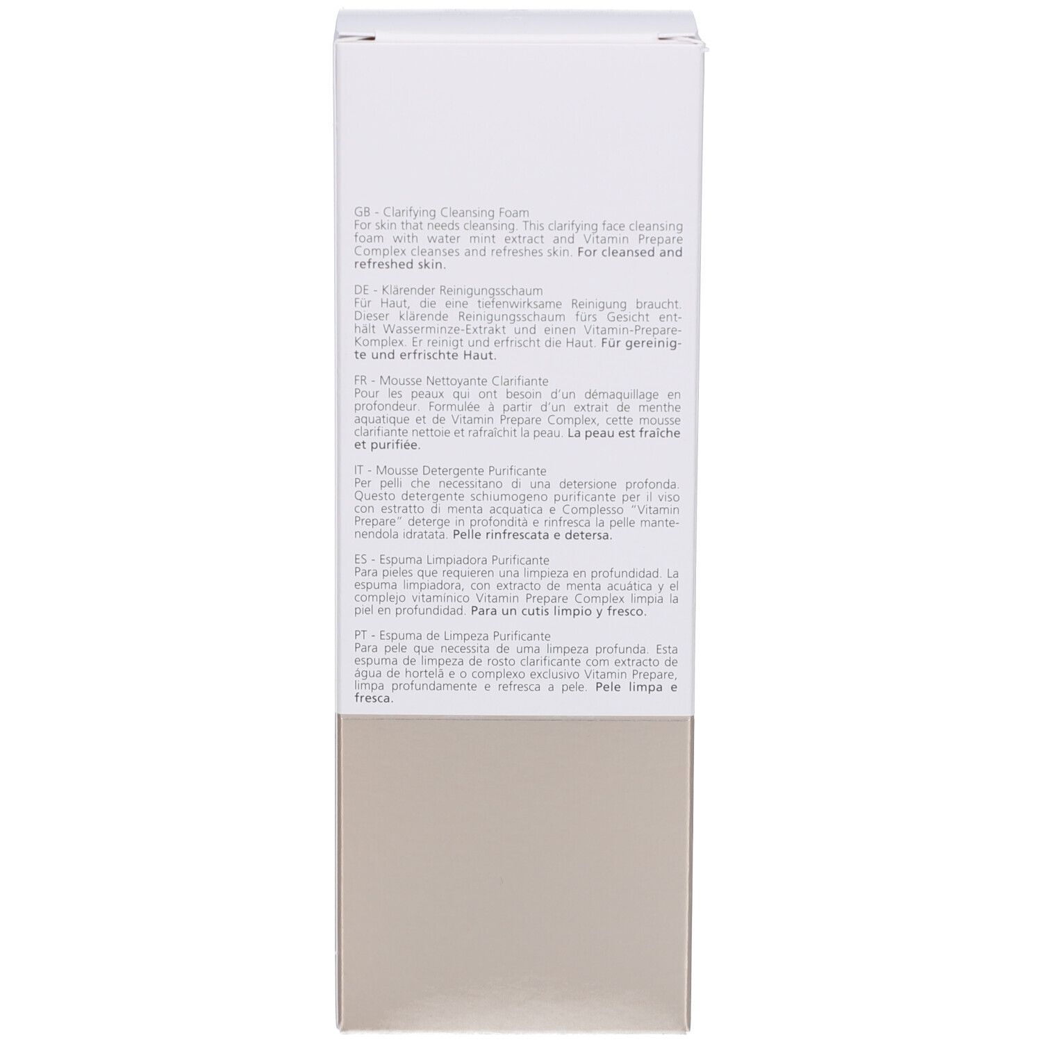 Emballage. Texte: Application. Inscription: JUVENA. Informations sur le produit.