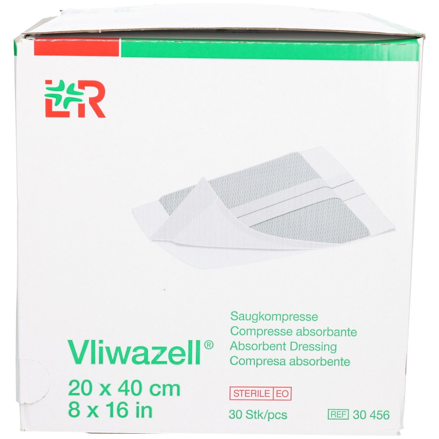 Vliwazell Saugkompresse 20x40cm steril, 30 Stück.