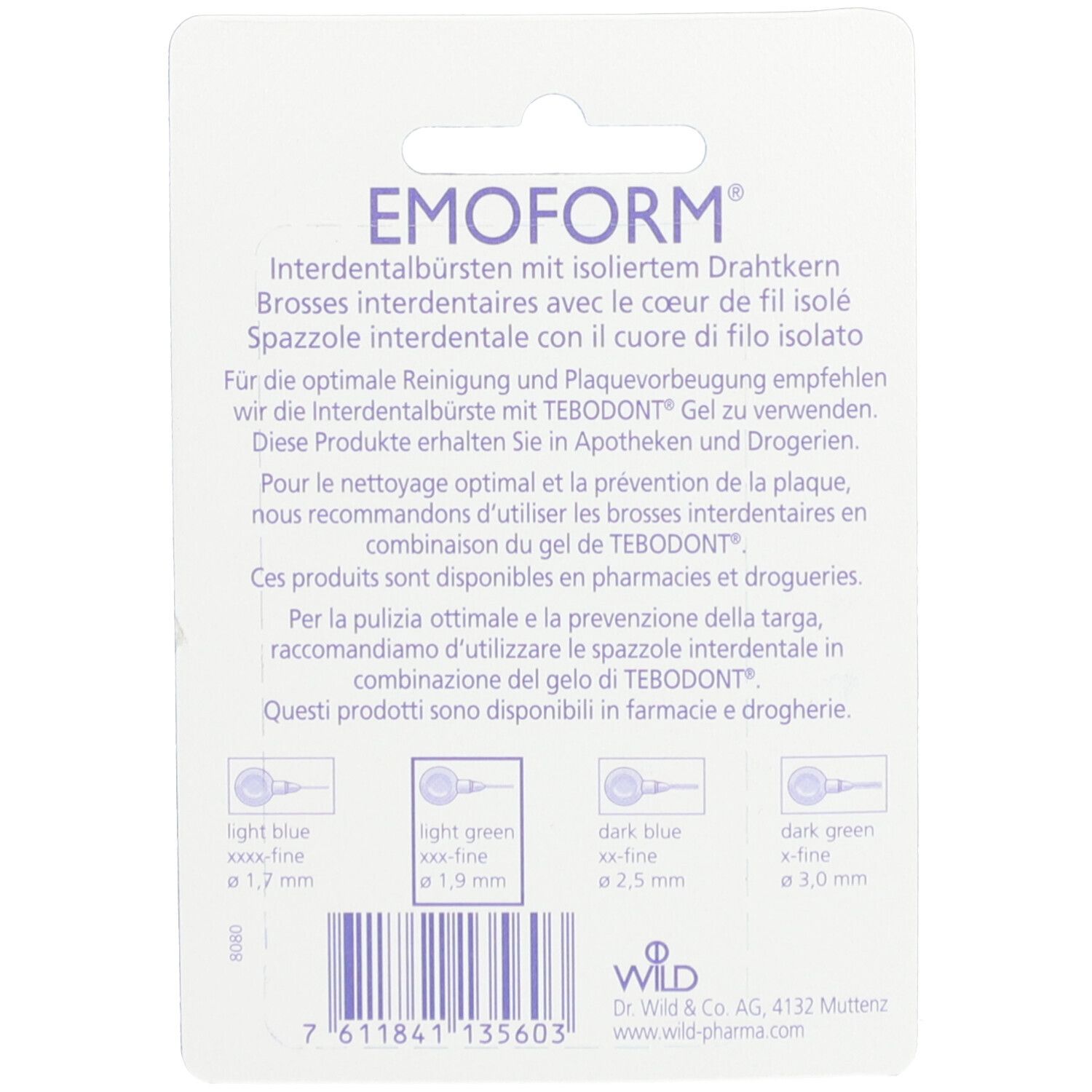 EMOFORM Interdentalbürsten 1.9mm hellgrün 5 Stk