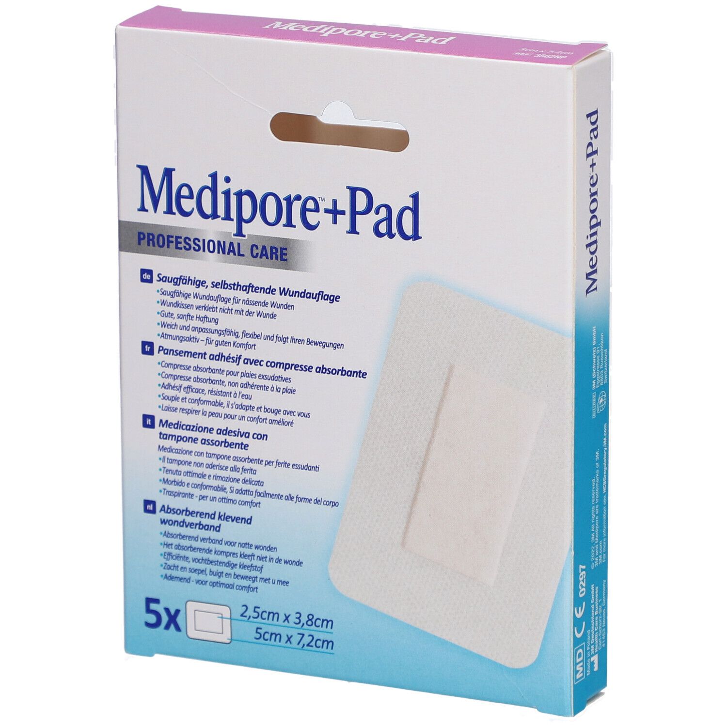 3M Medipore+Pad Heftpflaster mit Saugkompresse 5 x 7,2 cm