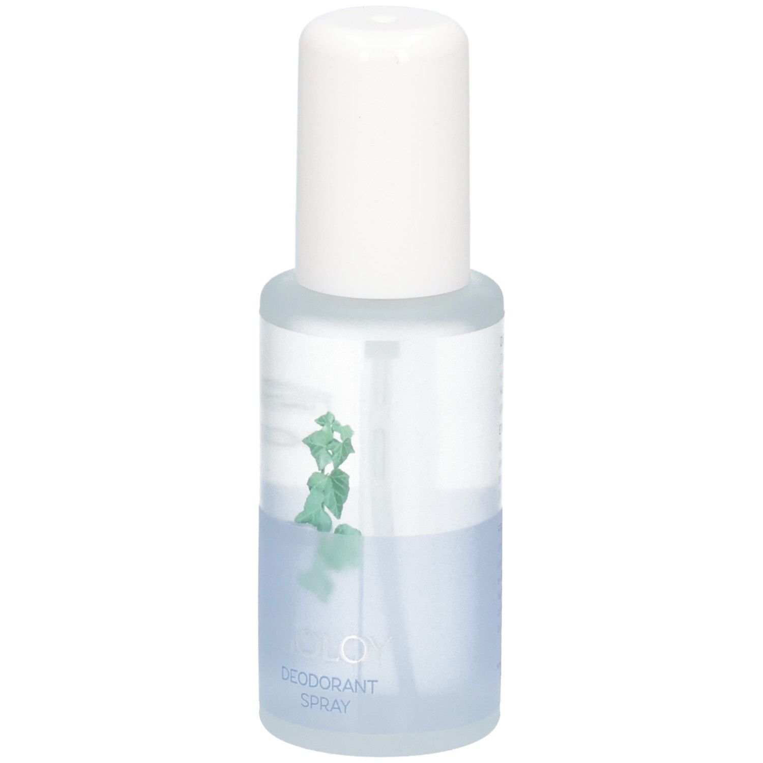 GOLOY Deodorant Spray Flasche mit weißem Verschluss und grüner Blattgrafik.