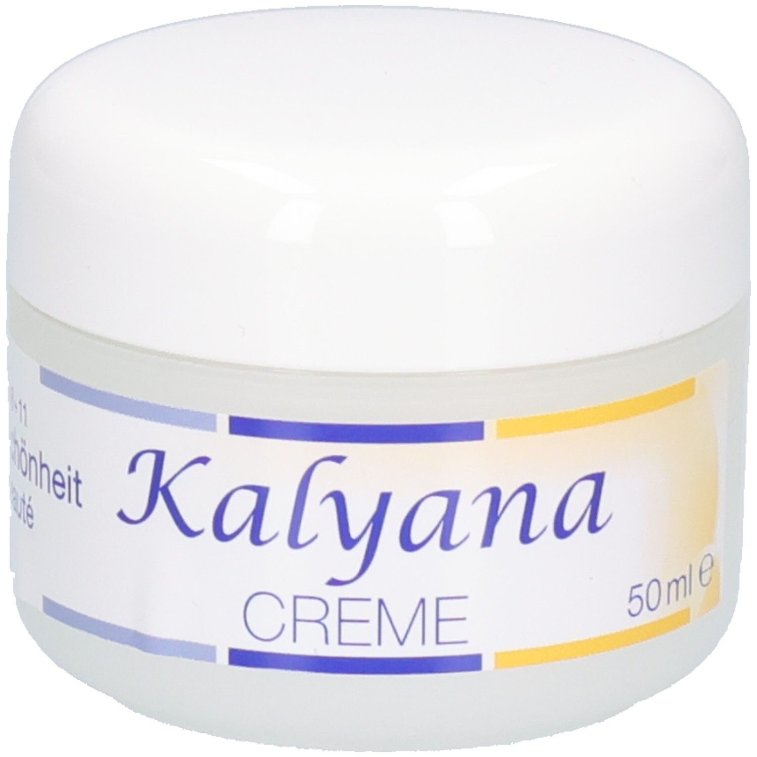 Kalyana Creme 50 ml Tiegel mit blau-gelbem Etikett.