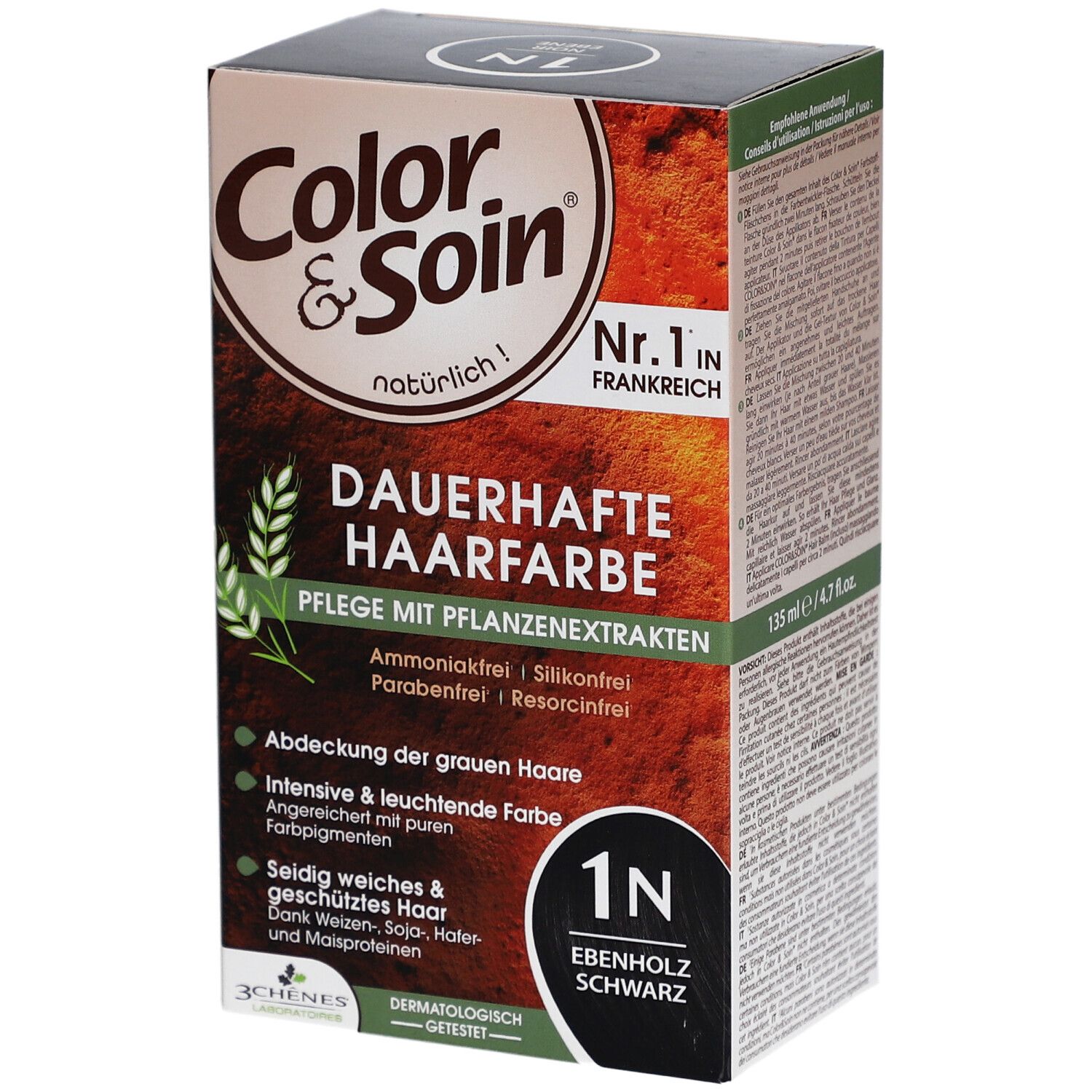 Color & Soin® Coloration permanente 1N Noir Ebène