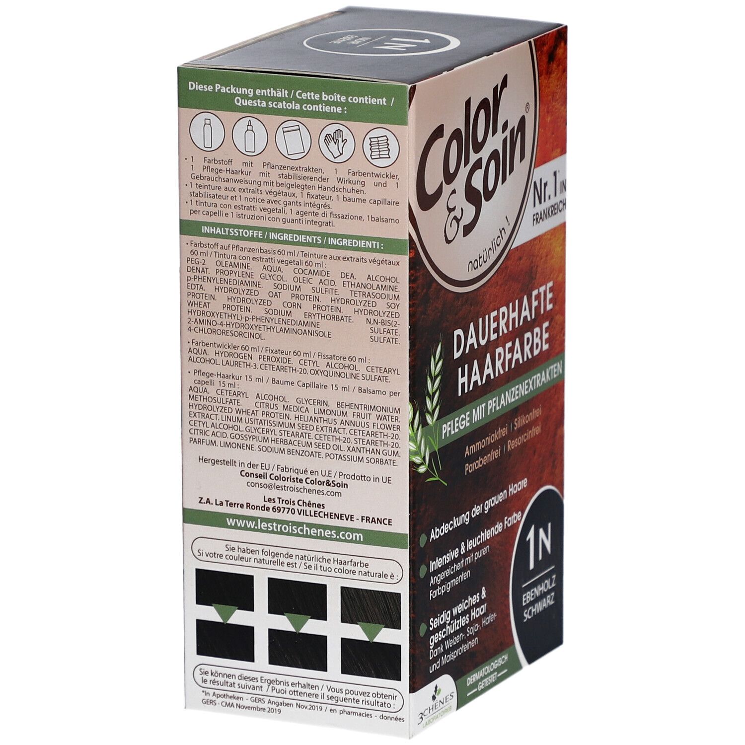 Color & Soin® Coloration permanente 1N Noir Ebène