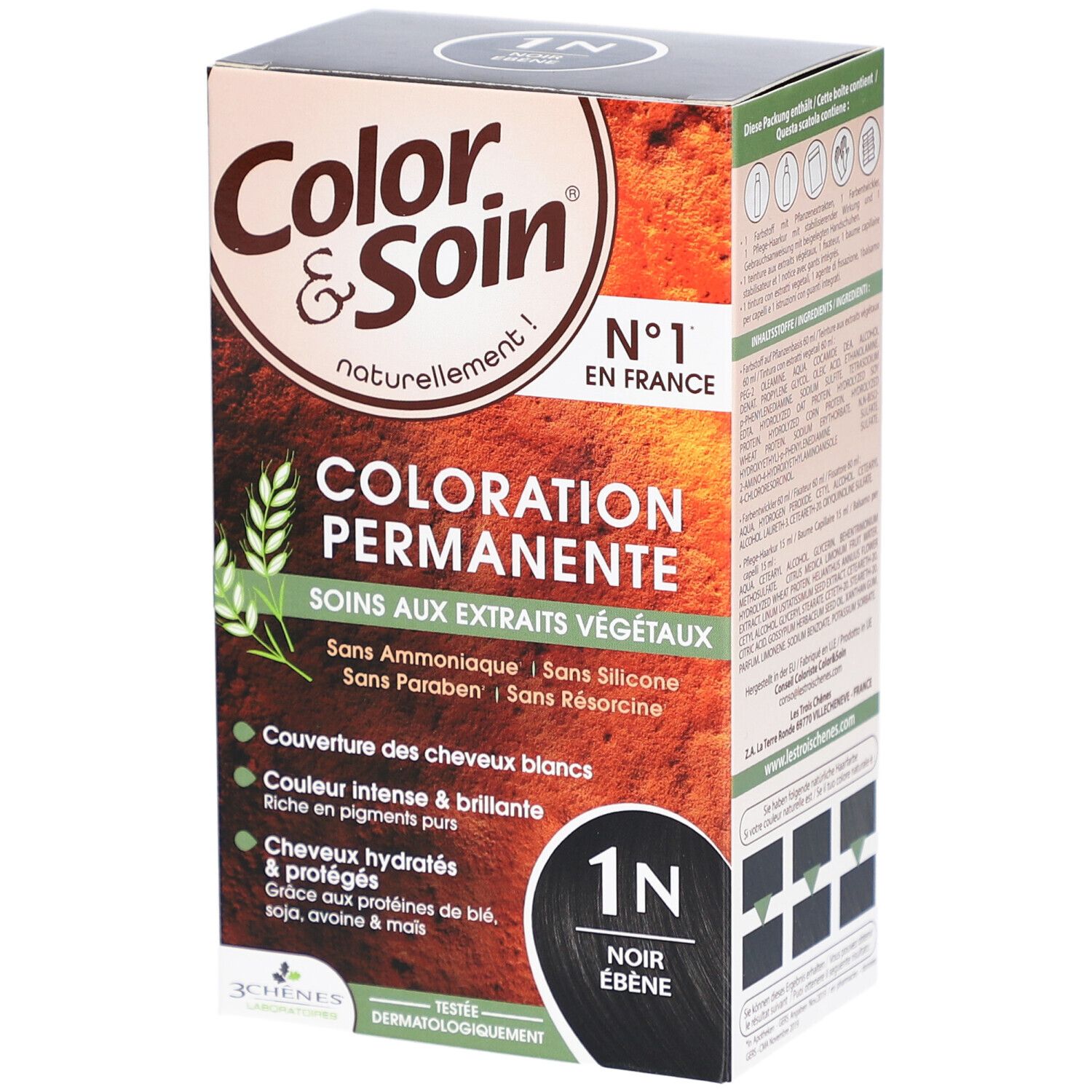 Color & Soin® Coloration permanente 1N Noir Ebène