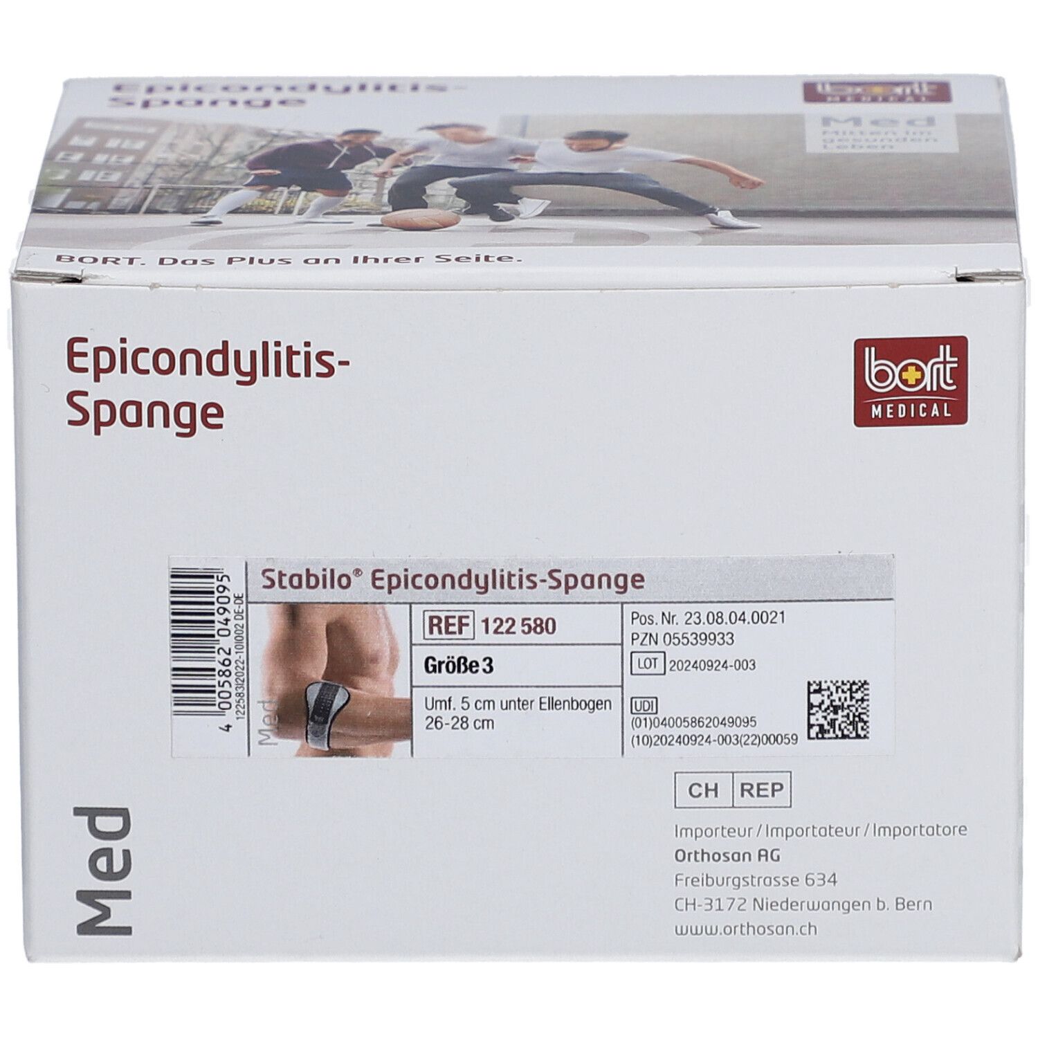 BORT Stabilo® Epicondylitis-Spange mit ulnarer Entlastung Gr. 3 grau