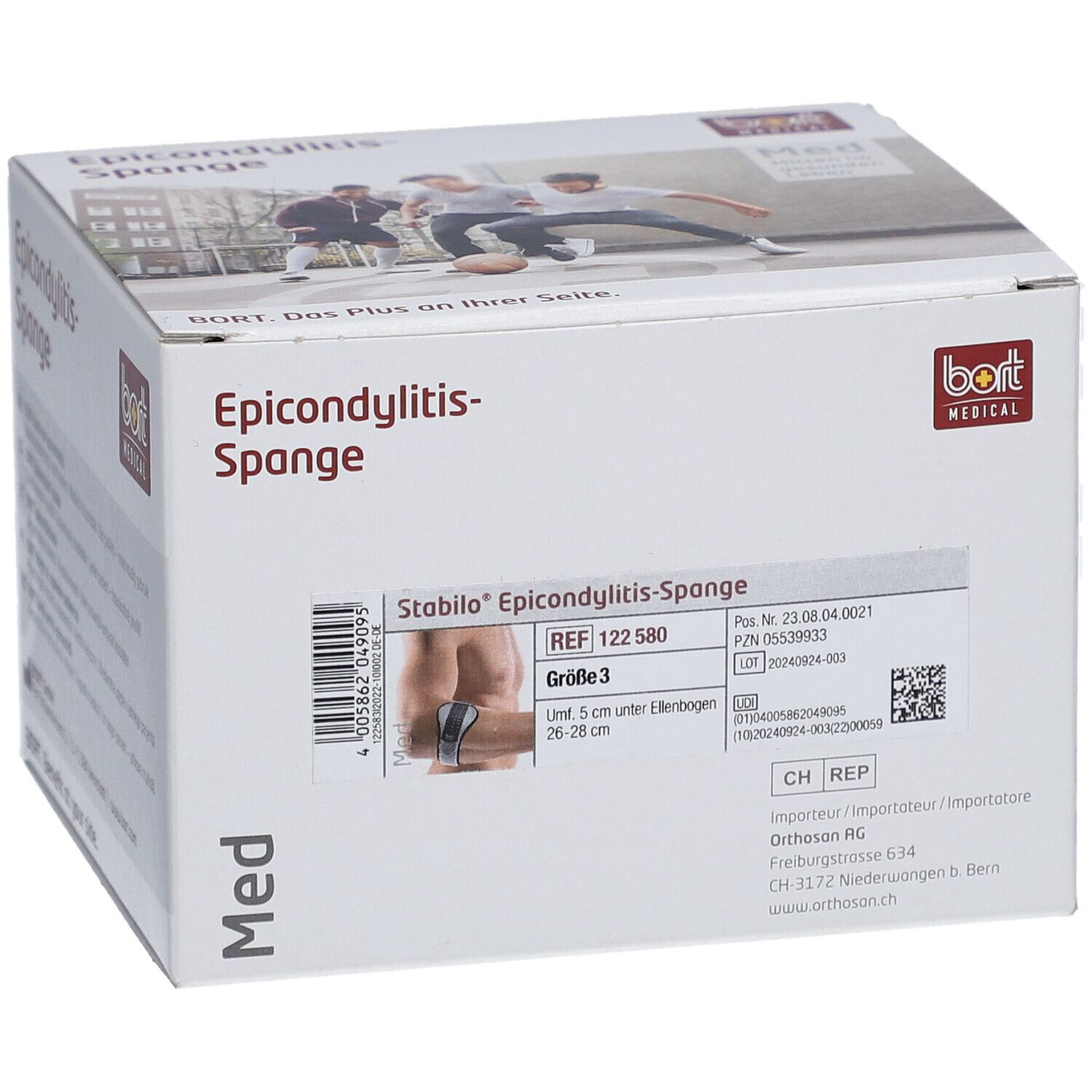 BORT Stabilo® Epicondylitis-Spange mit ulnarer Entlastung Gr. 3 grau