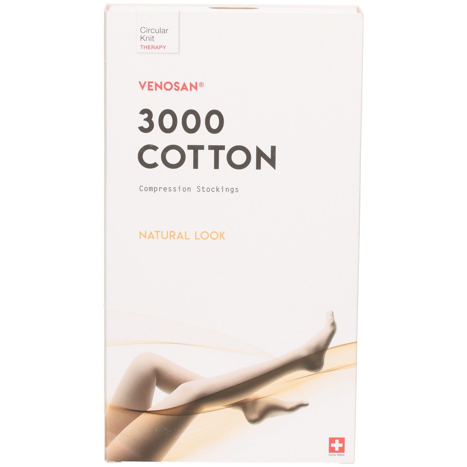 Venosan 3000 Cotton Kompressions-Kniestrümpfe Karton. Natürlicher Look.