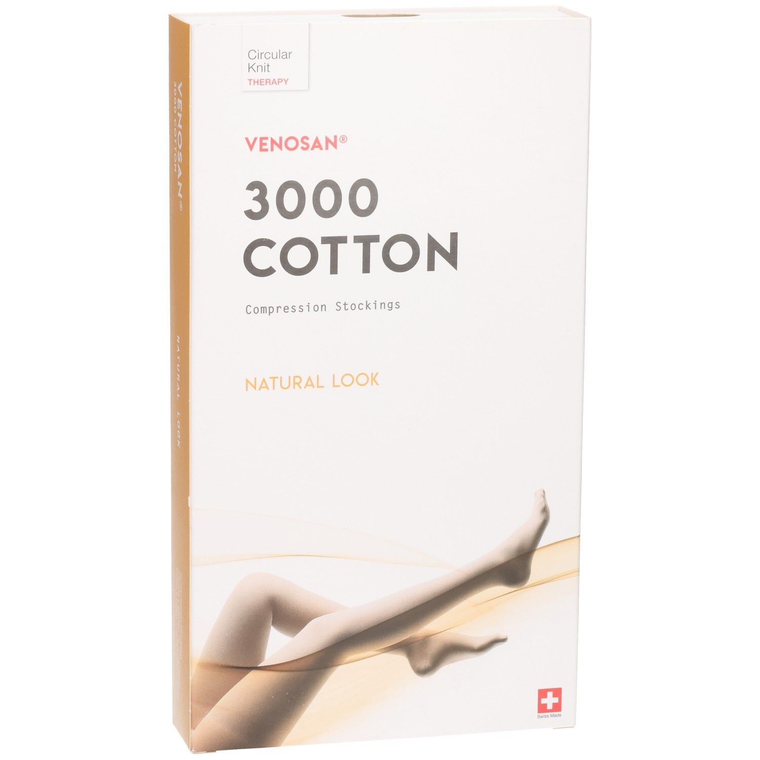 Venosan 3000 Cotton Kompressions-Kniestrümpfe Karton. Natürlicher Look.