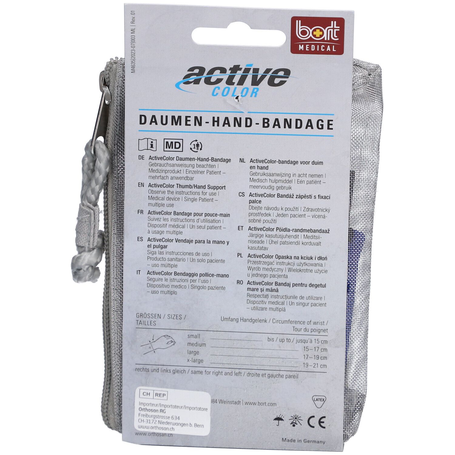 BORT ActiveColor® Daumen-Hand-Bandage Gr. M blau