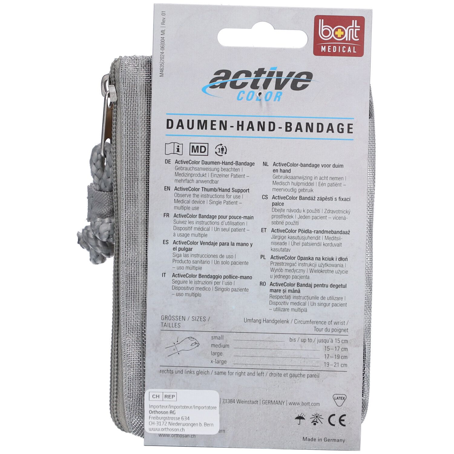 BORT ActiveColor® Daumen-Hand-Bandage Gr. M schwarz