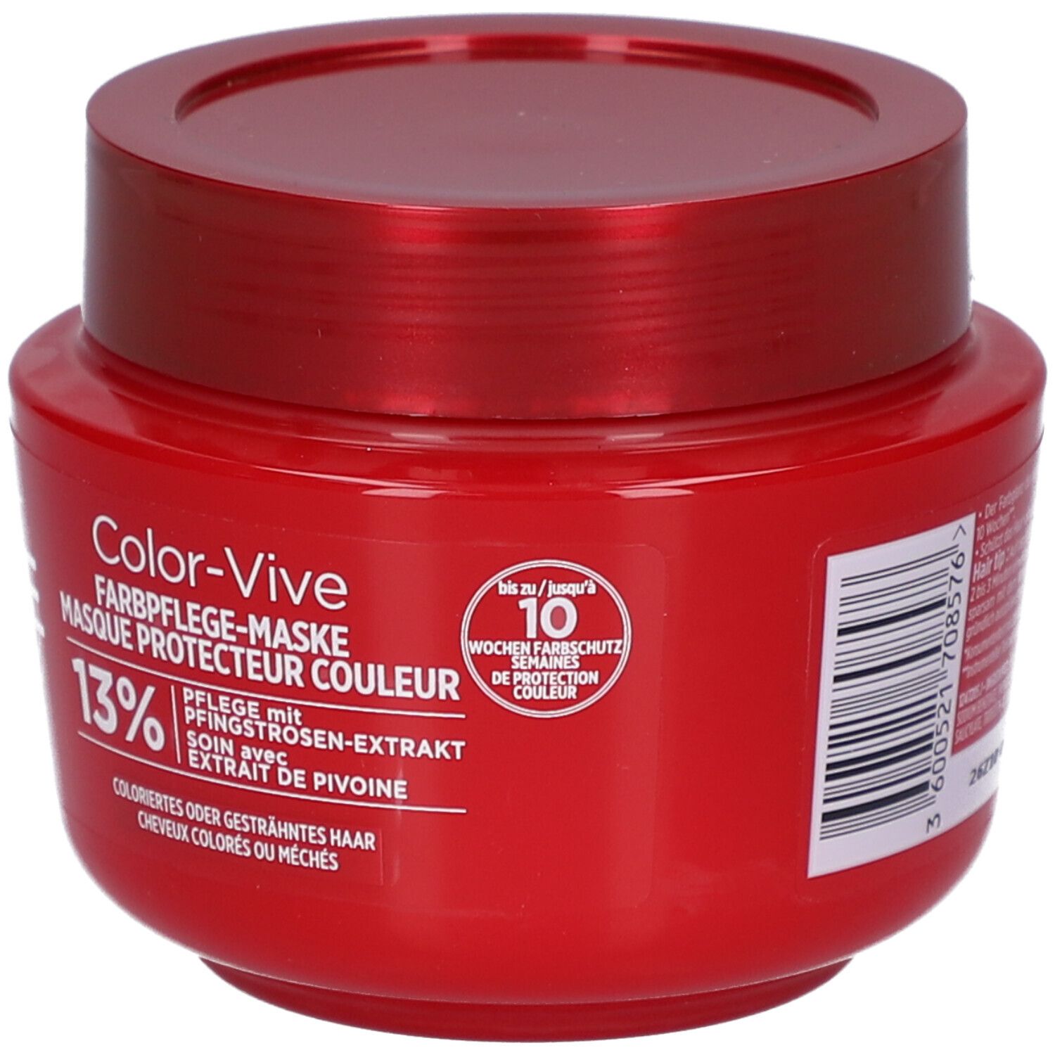 Rote Dose L'Oréal Paris Elseve Color-Vive. Farbpflege-Maske. 13%. Bis zu 10 Wochen Farbschutz.