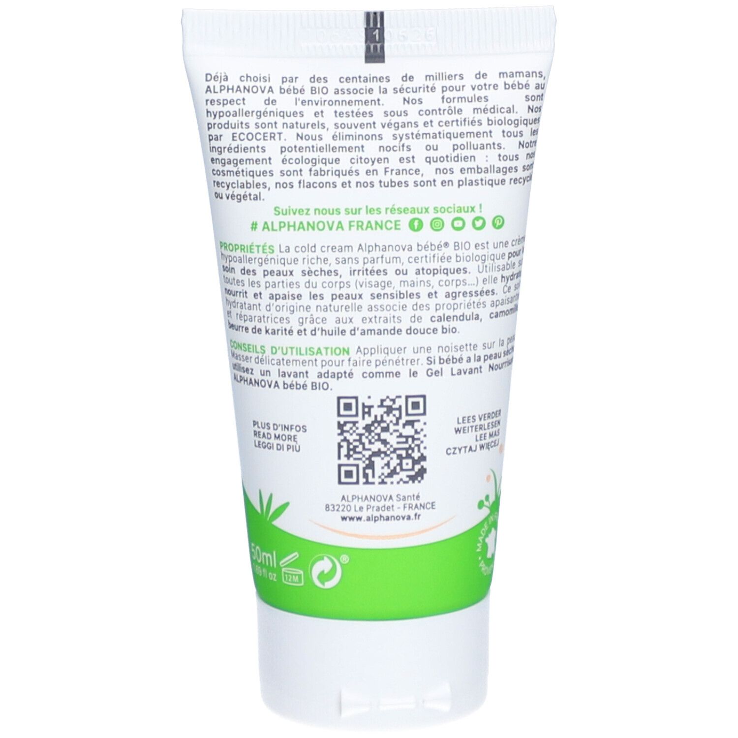Alphanova COLD CREAM CERTIFIÉE BIO – PEAUX SÈCHES & AGRÉSSÉES | ALPHANOVA BÉBÉ