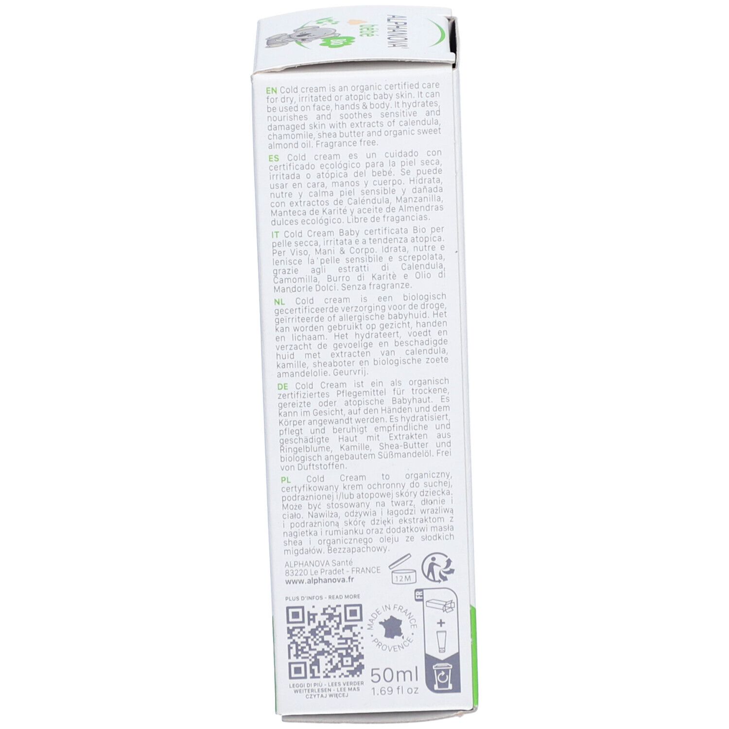 Alphanova COLD CREAM CERTIFIÉE BIO – PEAUX SÈCHES & AGRÉSSÉES | ALPHANOVA BÉBÉ